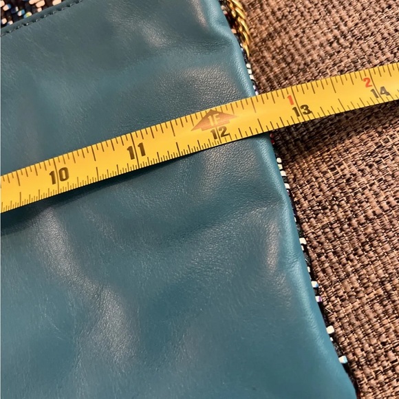 Laudi Vidni Dolce Large Clutch with Chain Shoulder Strap Turquoise Leather EUC - Picture 4 of 8